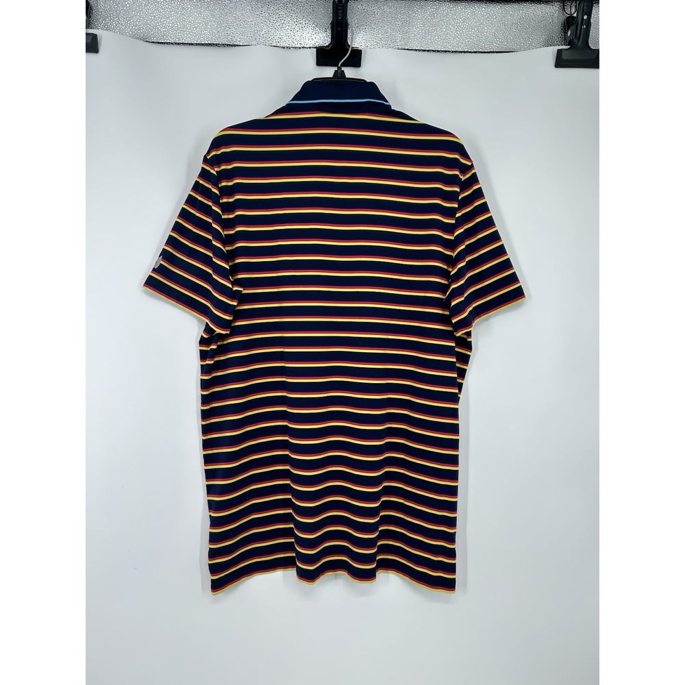Greyson Striped Short Sleeve Polo Shirt Colorful Performance Logo Size Large - Picture 2 of 6